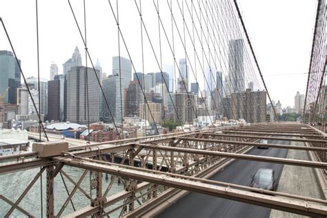 New York Lower Manhattan Skyline As Seen From The Brooklyn Bridge