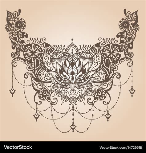 Henna Lotus Tattoo For Your Body Design Royalty Free Vector