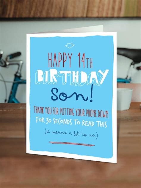 Funny 14th Birthday Card For Son Cheeky Son 14th Cards Etsy