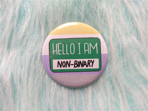 hello i am non binary badge lgbt pride pins nonbinary and etsy