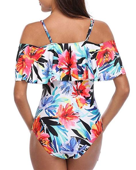 Tempt Me Women One Piece Flounce Swimsuit Pineapple Printed Off