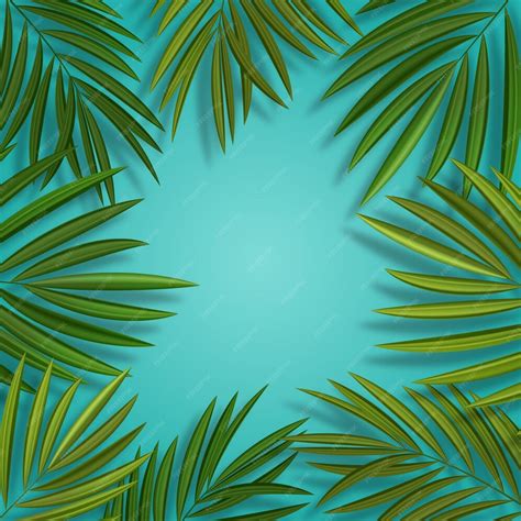 Premium Vector Natural Realistic Green Palm Leaf Tropical Background