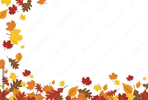 Bright Falling Fall Autumn Leaves Horizontal Border 1 Stock Vector
