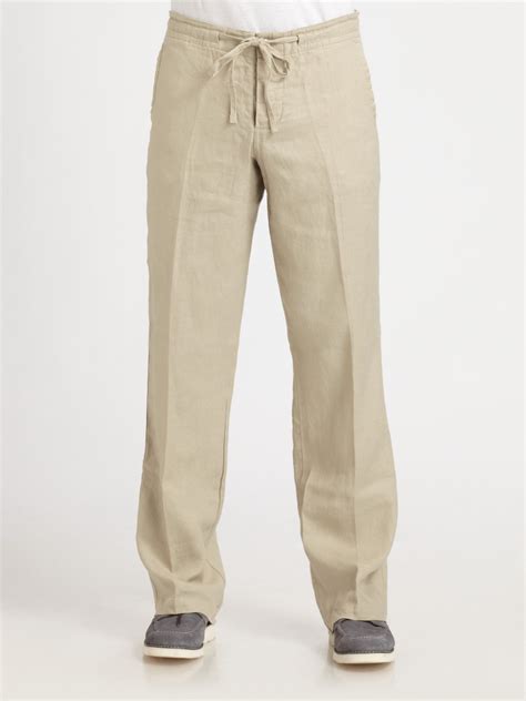 Lyst Saks Fifth Avenue Linen Drawstring Pants In Natural For Men