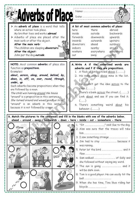 Whenever i go to london, i stay with my brother. Adverbs of Place worksheet | Adverbs, Adverbs english, Grammar worksheets