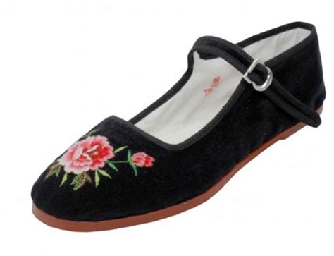 Shoes 18 Womens Cotton China Doll Mary Jane Shoes Ballerina Ballet Flats 118 Black Emb 85