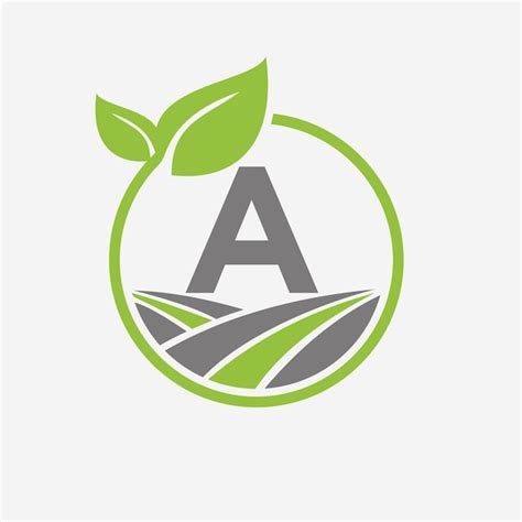 Premium Vector Agriculture Logo On Letter A With Leaf And Field