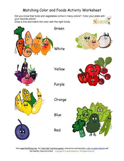 Match The Color With The Foods Activity