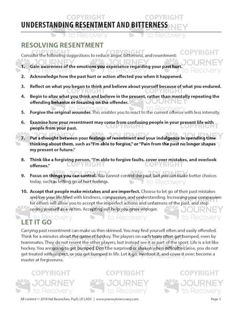 Letting Go Of Resentment Worksheet