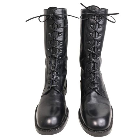 Vintage 90s Black Leather Military Style Army Combat Lace Up Ankle