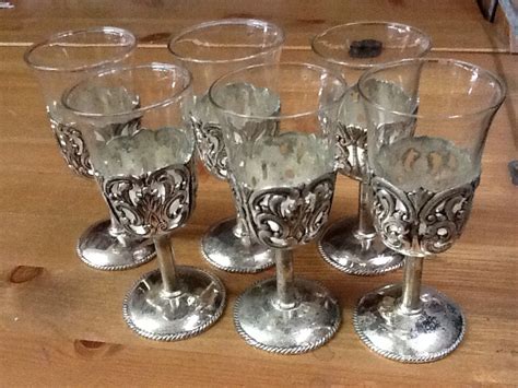 metal and glass fancy shot glasses made in japan by rusticloveshop