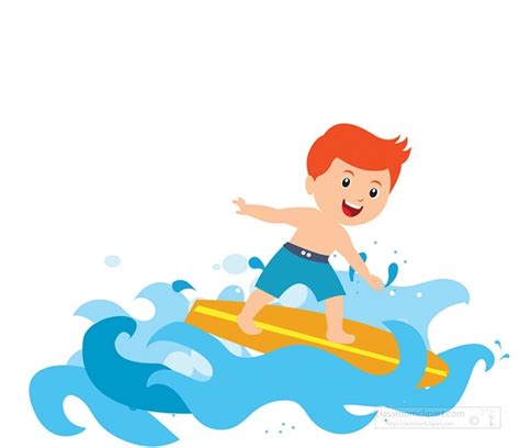 Boy Surfing On Large Wave Clipart Classroom Clip Art