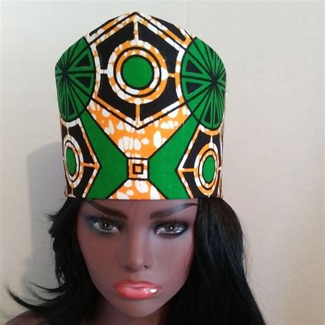 African Tribal Hat Headdress Crown Kufi Fabric Handmade Sizes Etsy Tribal Hat Hats Headdress