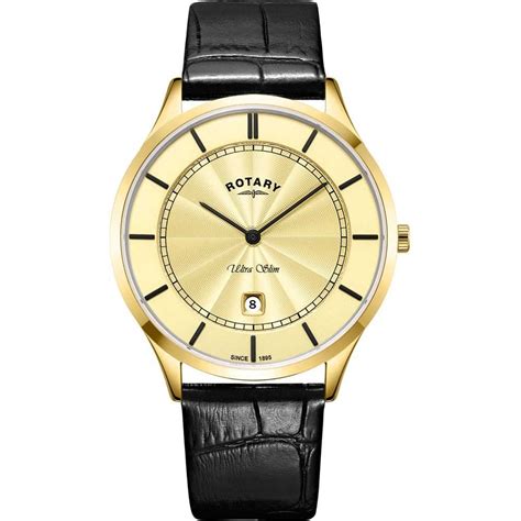 Rotary Mens Ultra Slim Strap Gold Plated Watch Watches From Francis