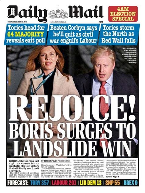 Johnson Unleashed Uk Papers React To Boris Election Victory