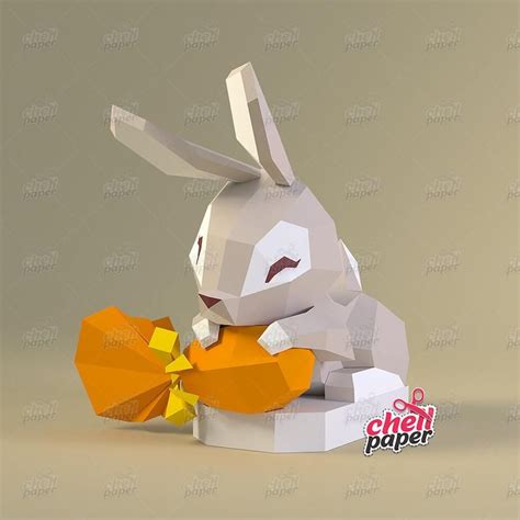 Easter Bunny Bunny Papercraft Low Poly Bunny Low Poly Etsy Paper