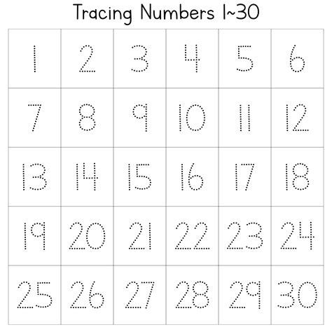 Numbers 1 30 10 Free Pdf Printables Printablee