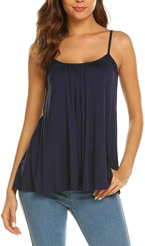 Sunaelia Women S Tank Top Adjustable Spaghetti Strap Loose Camisole Flowy Camis Sleeveless