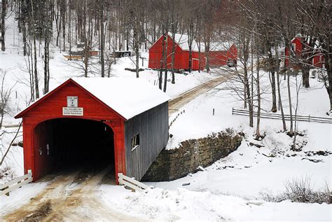 Covered Bridge In Winter Photograph By James Kirkikis Fine Art America
