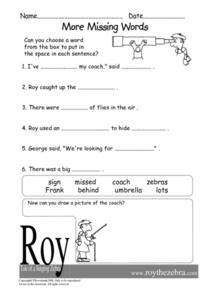 As your child fills in the blanks of each sentence, ask him about his own musical tastes and what each instrument sounds like. More Missing Words- Fill in the Blanks Worksheet for 1st - 2nd Grade | Lesson Planet