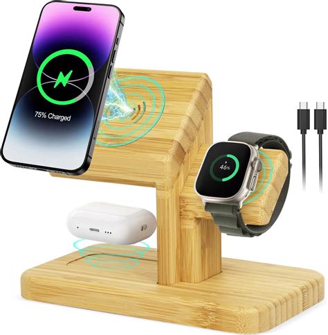 Hi Qual Apple Watch Standnatural Bamboo Wood Charging