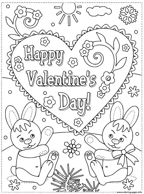 Happy Valentines Day From Rabbit Coloring Pages Printable