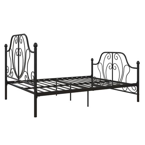 Dhp Ivorie Metal Bed Queen Size Frame Adjustable Base Height Black