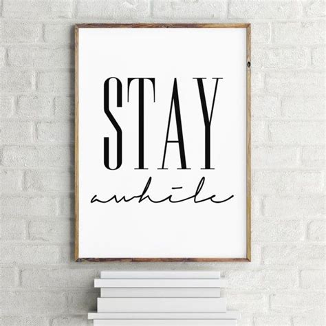 Stay Awhile Art Print Digital Download Stay By Visualpixie Guest Room
