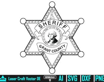 Sheriff Badge Logo Seal Custom Ai Vector Svg Dxf Png Etsy