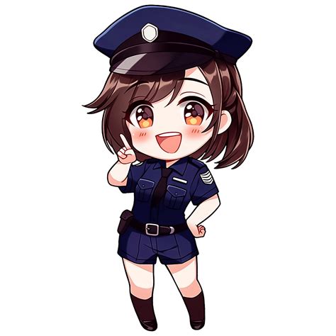 Cute Chibi Police Girl AI Generative 33494806 PNG