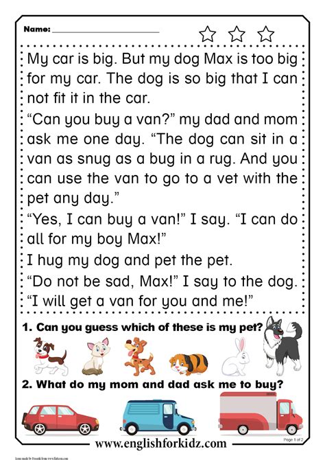 Reading Comprehension For Kids Interactive Worksheet Reading Reading
