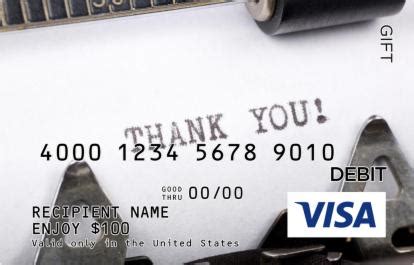 The visa gift card carries the visa logo like any other visa card, so it can be used at the millions of places that accept visa cards, including online. Typewriter Thank You Visa Gift Card | GiftCardMall.com