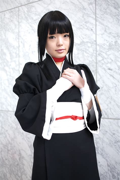 Namada Kurotsuchi Nemu Bleach Highres 1girl Asian Bangs Black Hair Black Kimono Blunt