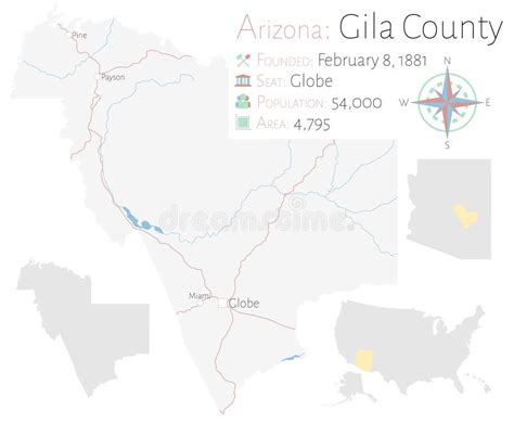 Map Of Gila County In Arizona Stock Vector Illustration Of Gila