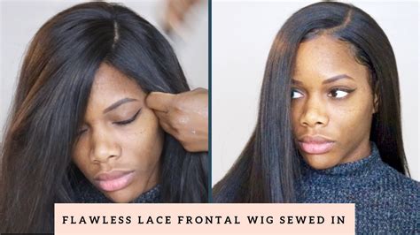 glue less lace frontal wig sew in very detailed youtube