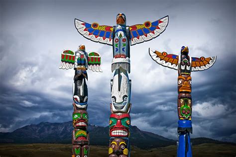 Totem Poles Northwest Totem Colorful Fine Art Aboriginal Art Tribal