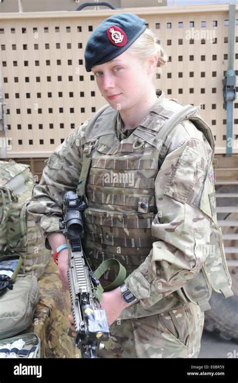 Female Medic In Uniform Royal Army Medical Corp Training To Go To