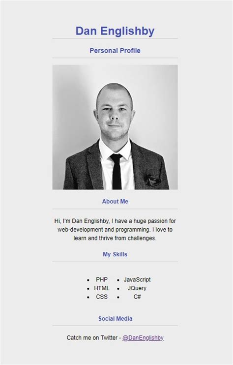 191 personal profile website templates. Creating A Personal Profile Page With Itty.Bitty | Code Wall