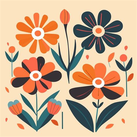 Premium Vector Colorful Flowers Over White Background Vector Illustration