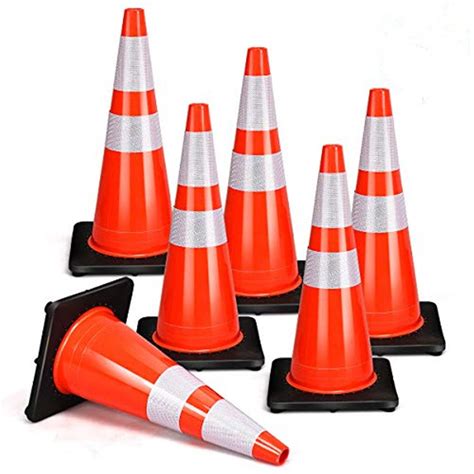 Goplus 6pcs Traffic Cones 28 Pvc Safety Road Parking Cones Driving