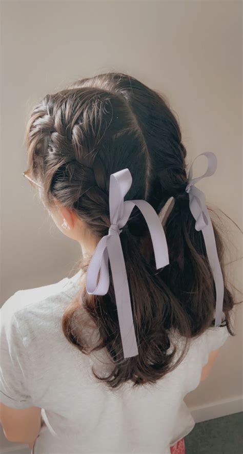 Pigtail Braids In Girly Hairstyles Ribbon Hairstyle Aesthetic Hair