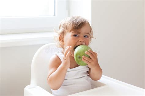 Baby Eating Fruit Stock Image Image Of Chair Eating 77502649