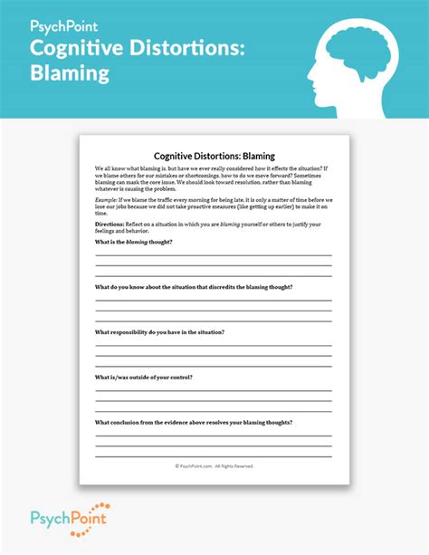 Cognitive Distortions Blaming Worksheet Psychpoint