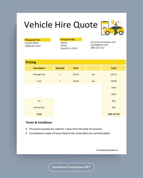 Free Vehicle Quotation Templates Word Excel And Pdf