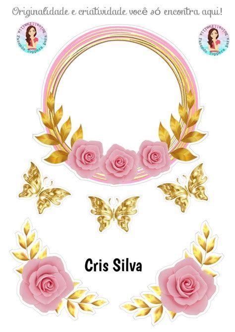 Some Pink Roses And Gold Leaves With The Words Cris Sivia In Spanish On It