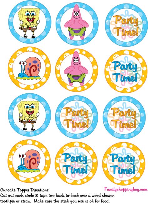 Free Printable Spongebob Cupcake Toppers Printable Templates