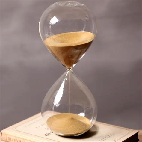 60 Minutes Timing Hourglass Height 24cm Creative T Glass Sand Timer Sandglass Golden Sand