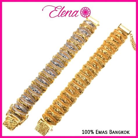 Beli gelang emas online berkualitas dengan harga murah terbaru 2021 di tokopedia! Elena Virul Emas Bangkok Bracelet - Gelang Tangan Pulut ...