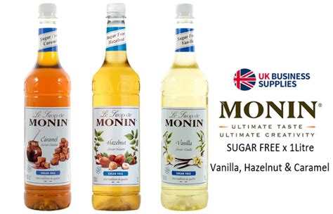 Monin Coffee Syrups Sugar Free Litre Bottles Pump As Used By Costa