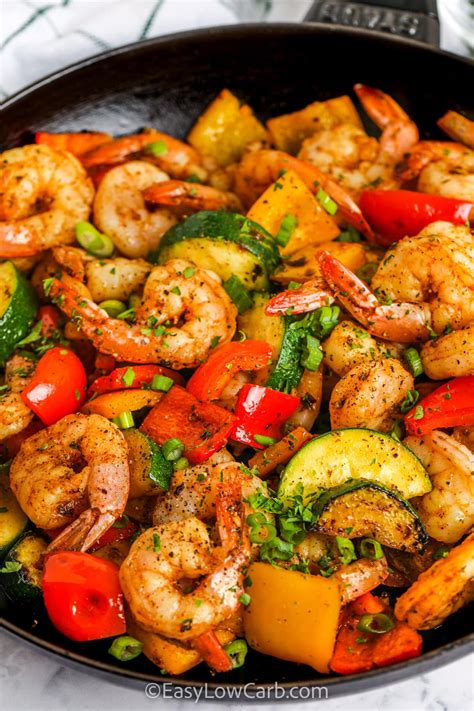 Easy Shrimp Vegetable Skillet Delicious And Spicy Easy Low Carb